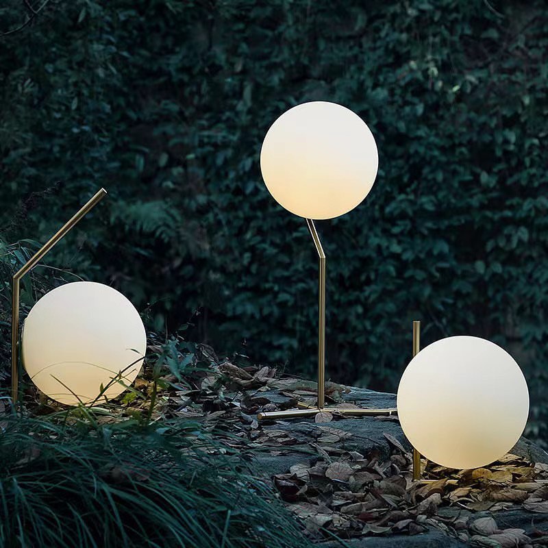 Modern Globe Table Lamp with Brass Stand
