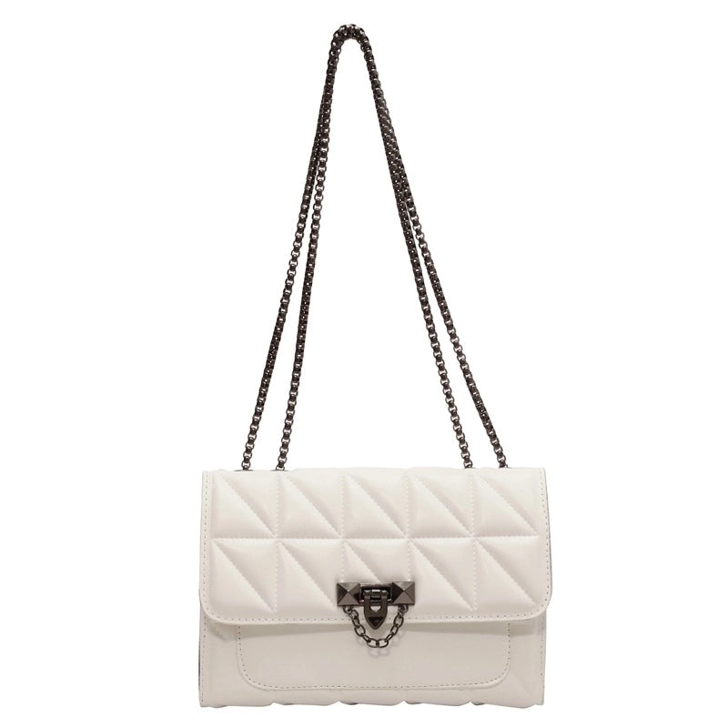Women's Small Pu Leather Solid Color Streetwear Square Lock Clasp Underarm Bag