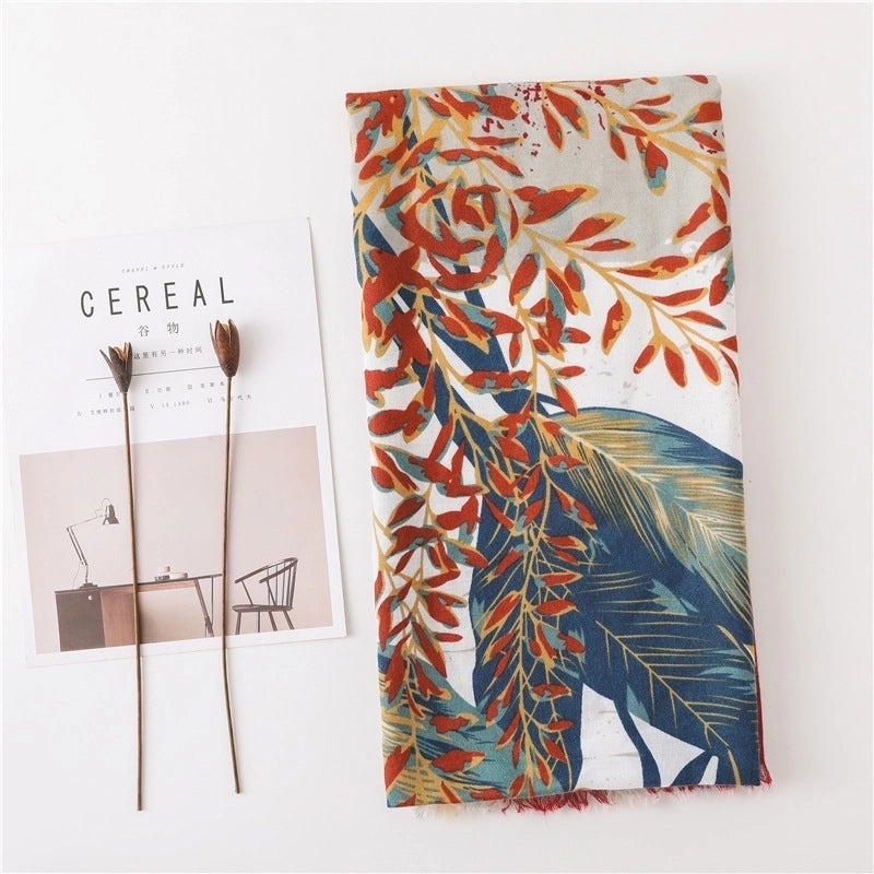 Women's Floral Pattern Sunscreen Large Shawl Beach Towel Women