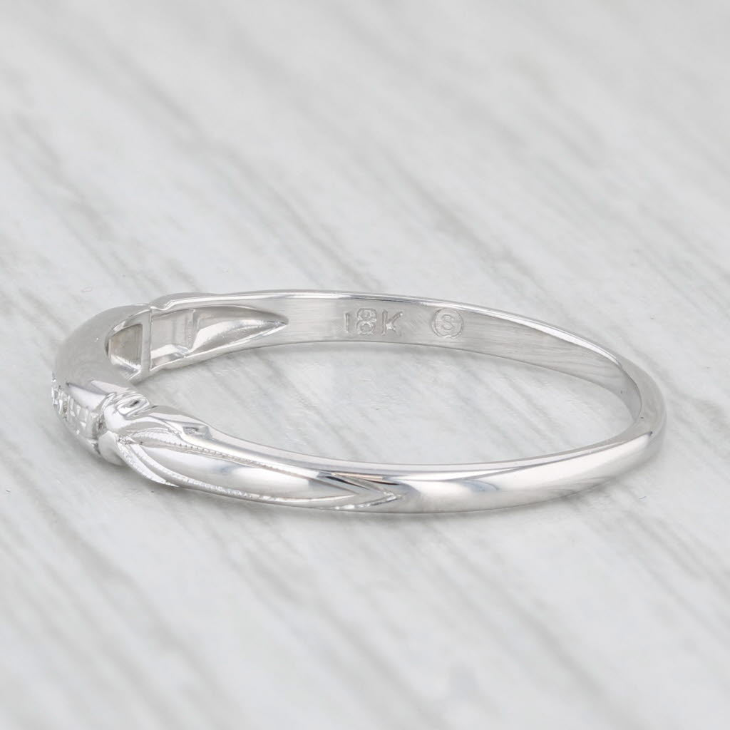 Vintage Diamond Ring 18k White Gold Size 7.25 Wedding Band Stackable