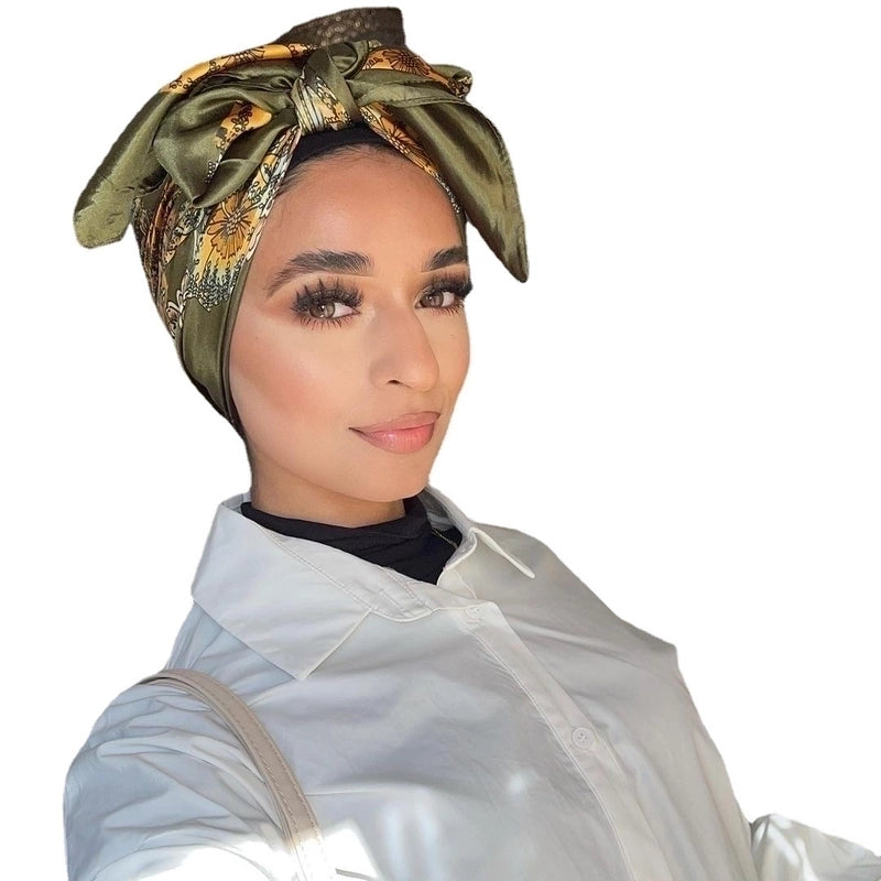 Women's Retro Flower Satin Printing Scarves & Gloves