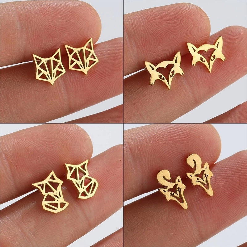 1 Pair Minimalist Animal Plating 304 Stainless Steel 18K Gold Plated Ear Studs