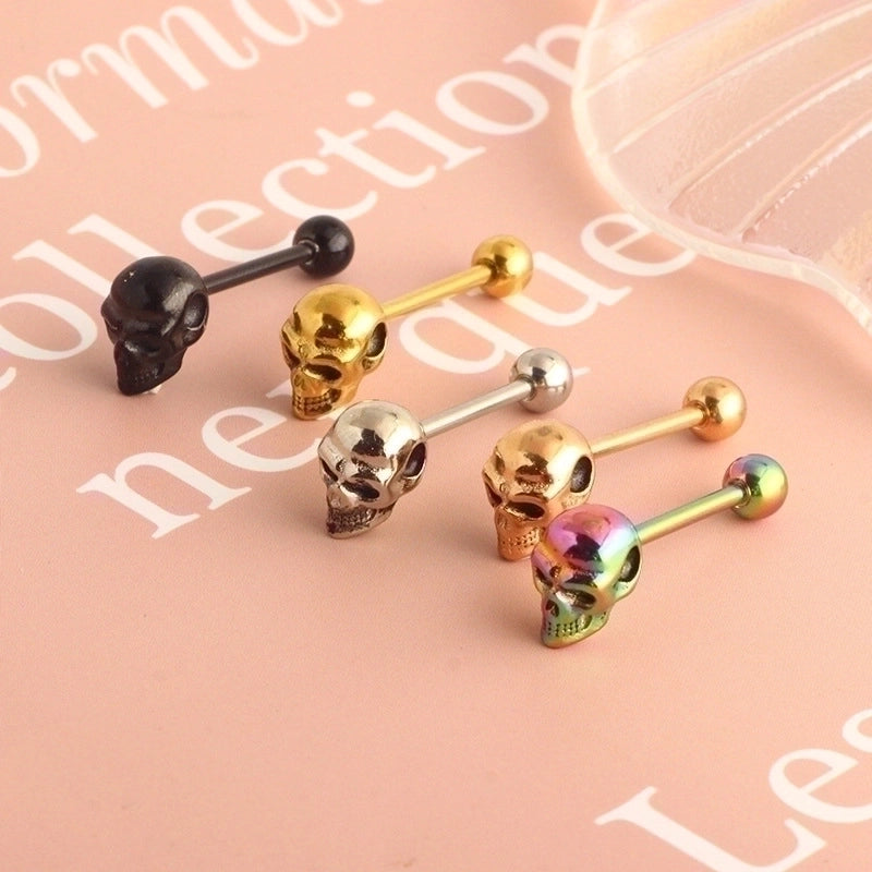 1 Piece Lip Rings Minimalist Skull Stainless Steel Plating