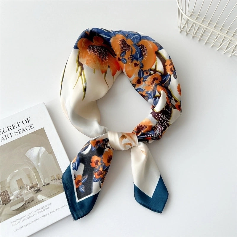 Women's Preppy Style Sweet Minimalist Plant Polyester Printing Silk Scarf