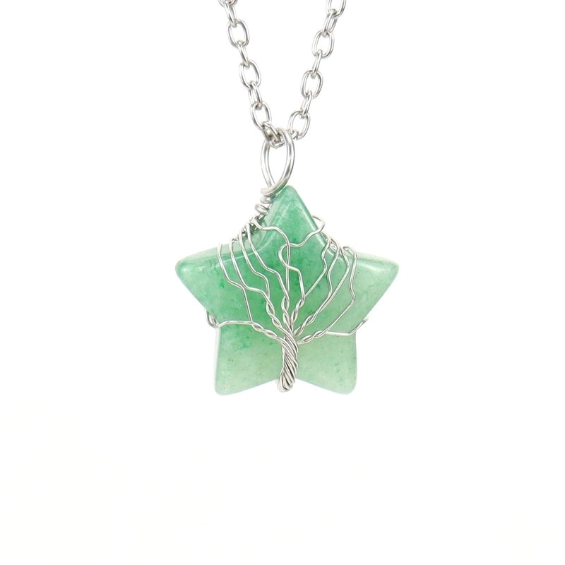 Minimalist Star Natural Stone Ferroalloy Patchwork Pendant Necklace