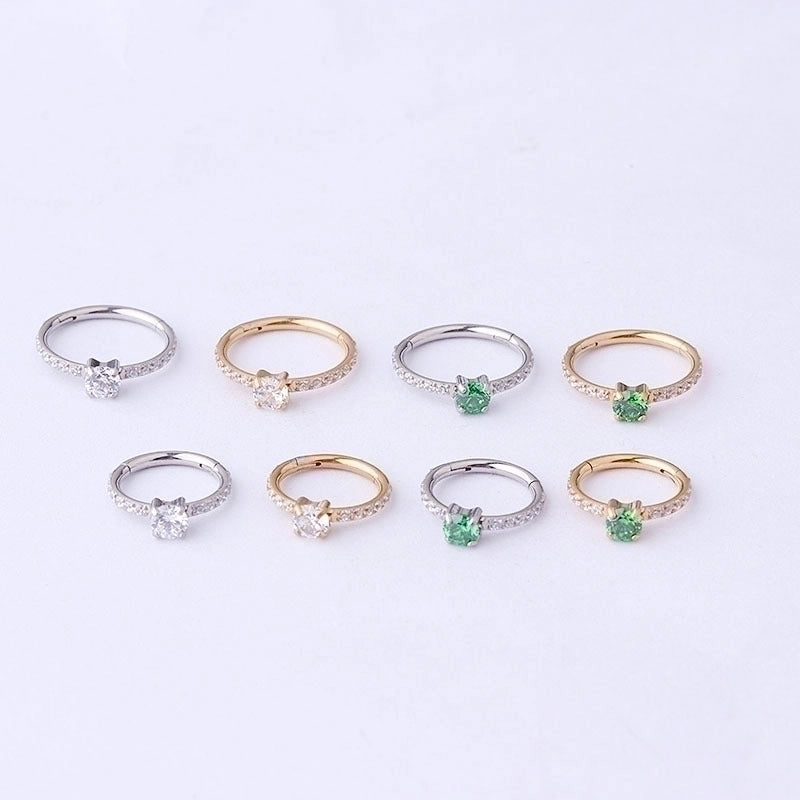 Ear Cartilage Rings & Studs Fashion Round 316L Stainless Steel  Inlaid Zircon Zircon