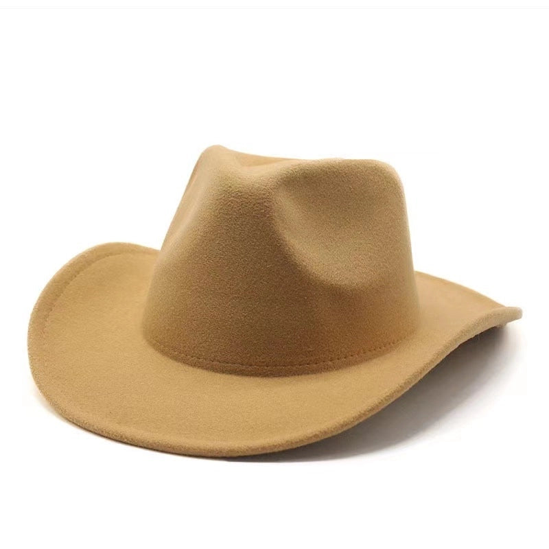 Top Hat Western Cowboy Hat Rolled Eaves Bump Top Retro Riding Hat Men's And Women's Woolen Felt Hat