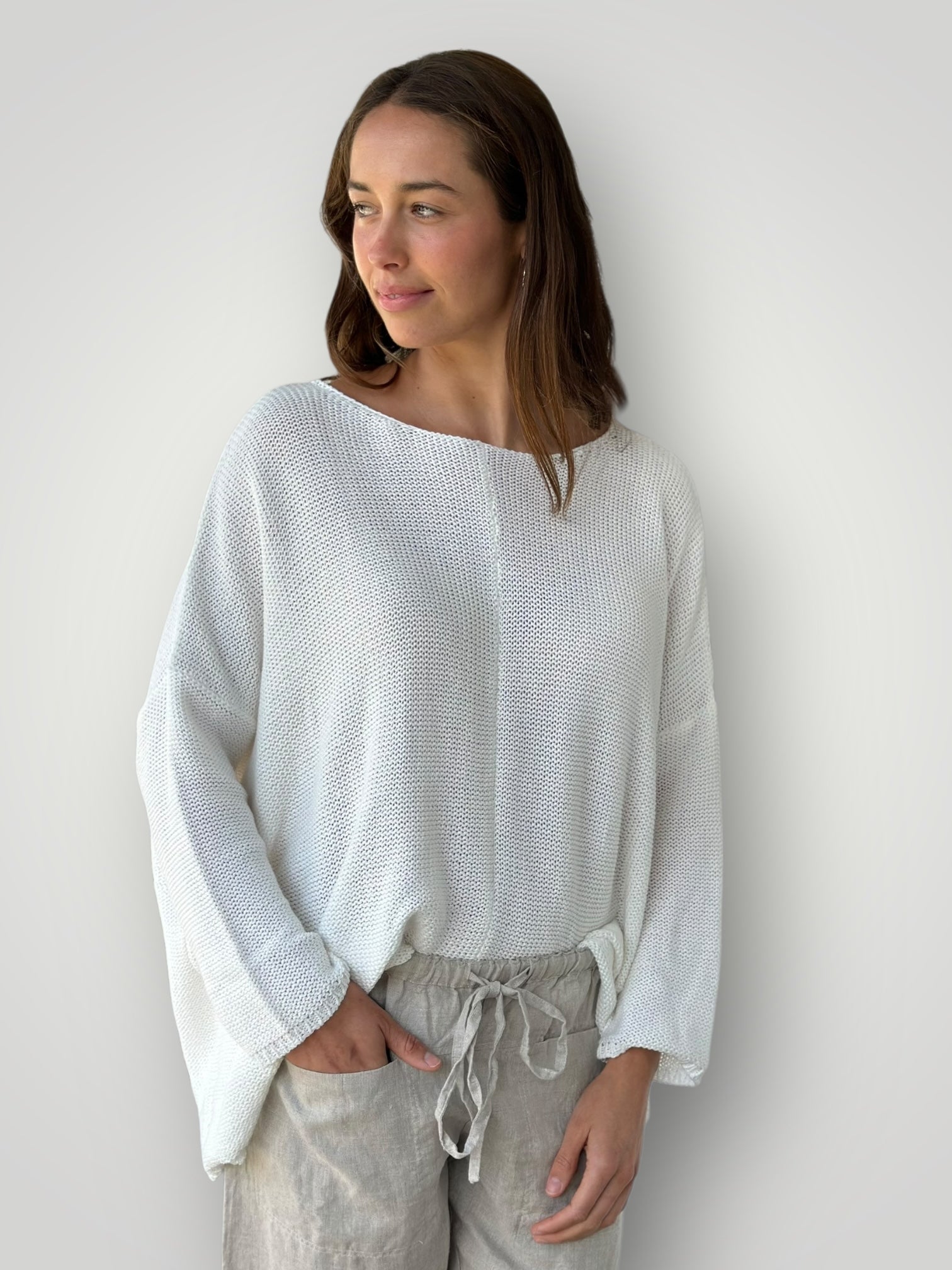 stella jersey - warm white cotton knit
