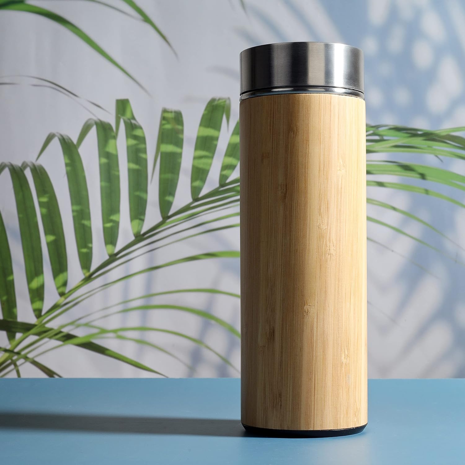 (Pack Of 1) Travel Bamboo Vacuum Flask With Tea Strainer 500ml Flask Botttle