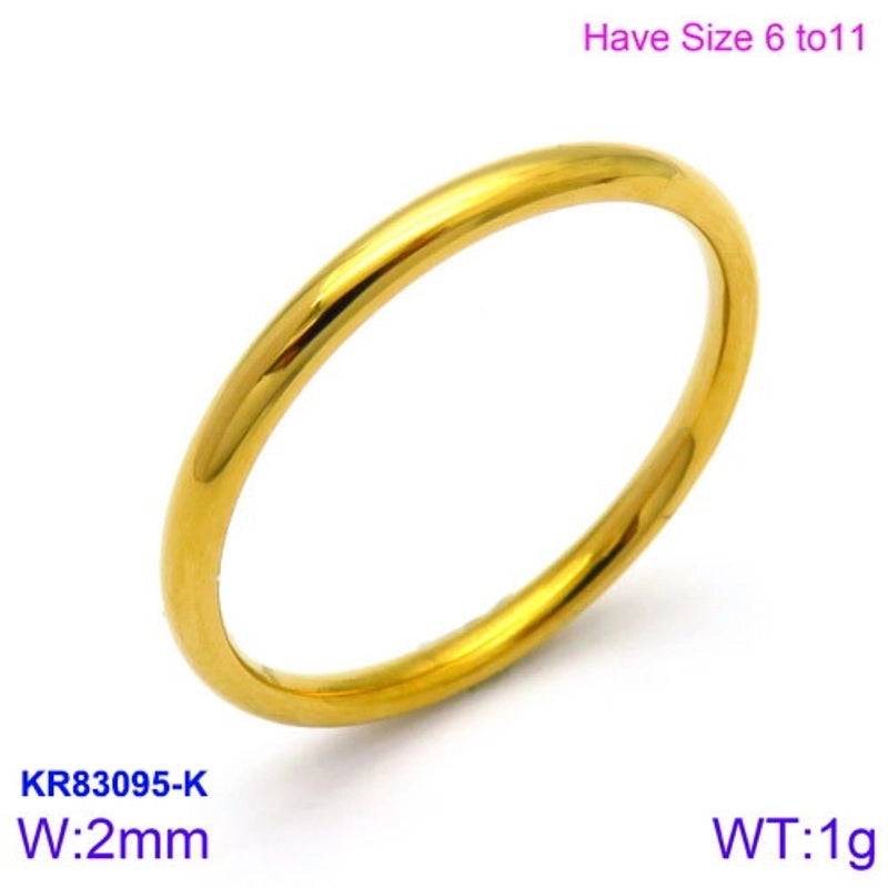 Fashion Round Titanium Steel 18K Gold Plated Polishing Stainless Steel Rings