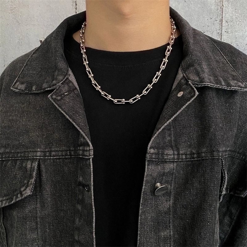 8 Pieces Minimalist Streetwear U Shape Titanium Steel Plating Necklace