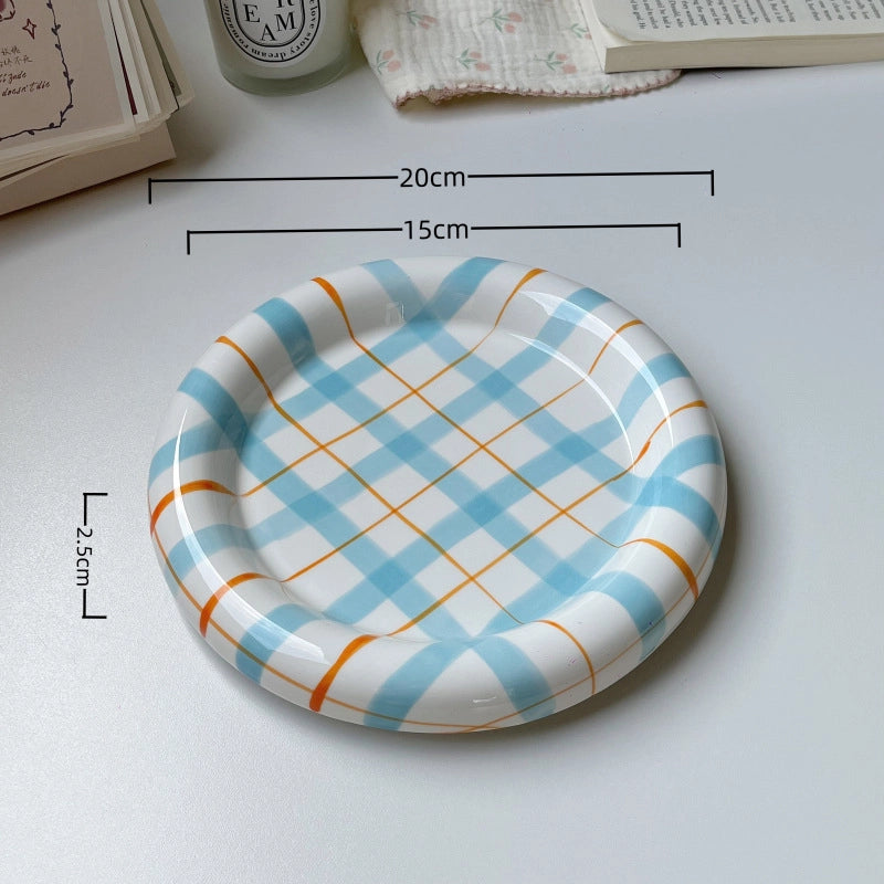 Cute Lattice Porcelain Plate 1 Piece
