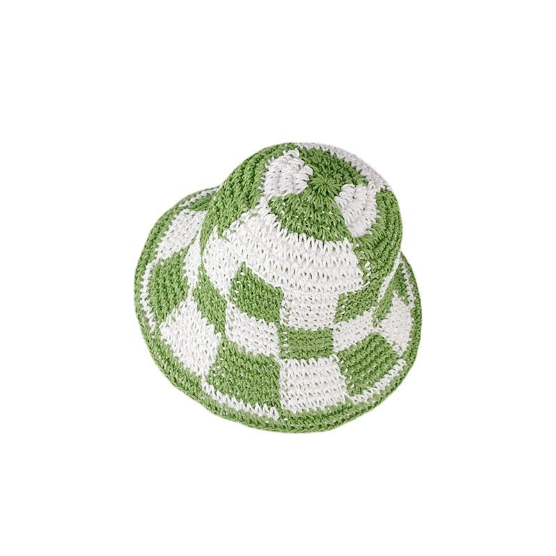 Women's Basic Lattice Braid Flat Eaves Straw Hat