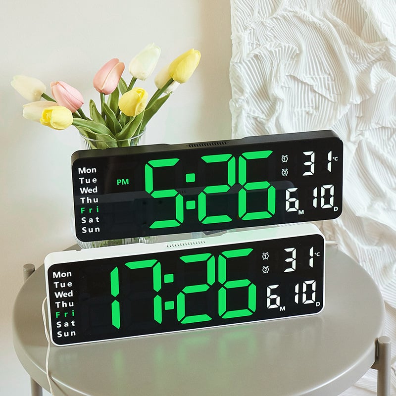 ⚡Prime Day Sale⚡13 Large Digital Clock with Temperature. Date. Auto DST. Night Light. Auto Brightness Dimmer