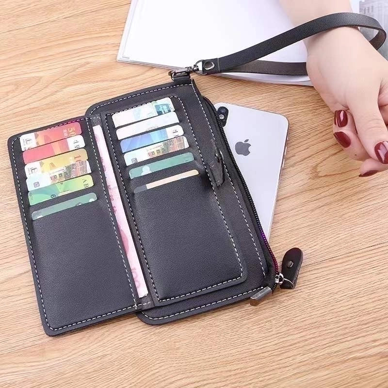 Women's Solid Color Pu Leather Zipper Buckle Wallets