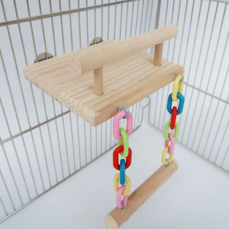 Wooden Bird Parrot Perches Cage Toy