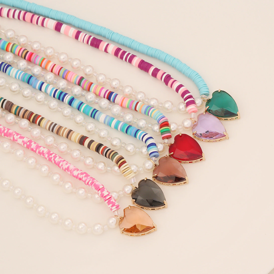 Women Heart Polymer Clay Necklaces