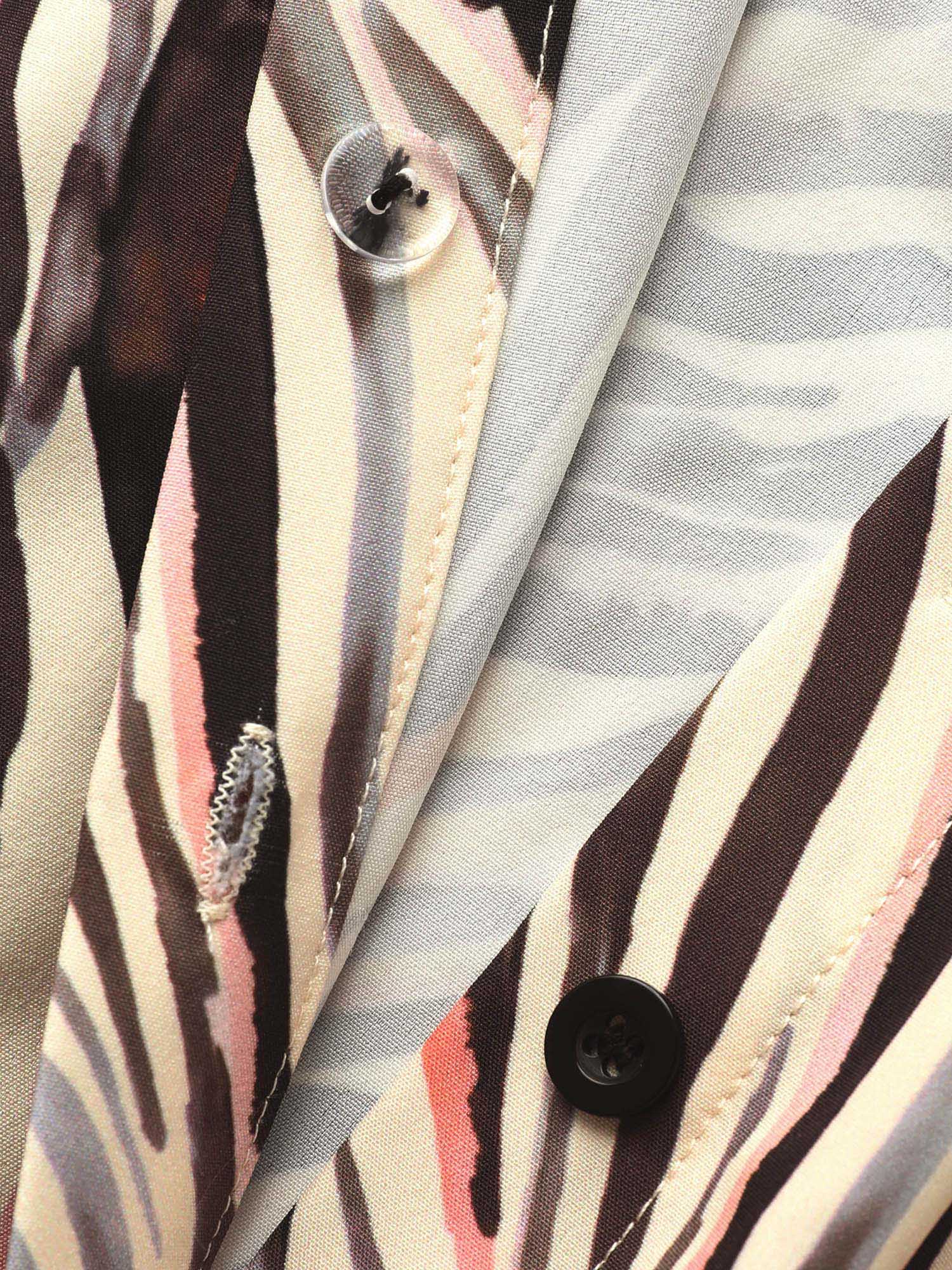 Zebra Print Shirt Collar Belted Dress