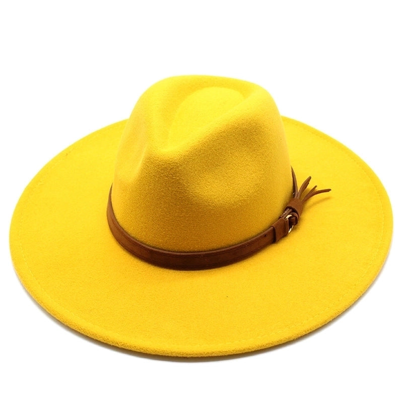Unisex  Solid Color Flat Eaves Fedora Hat