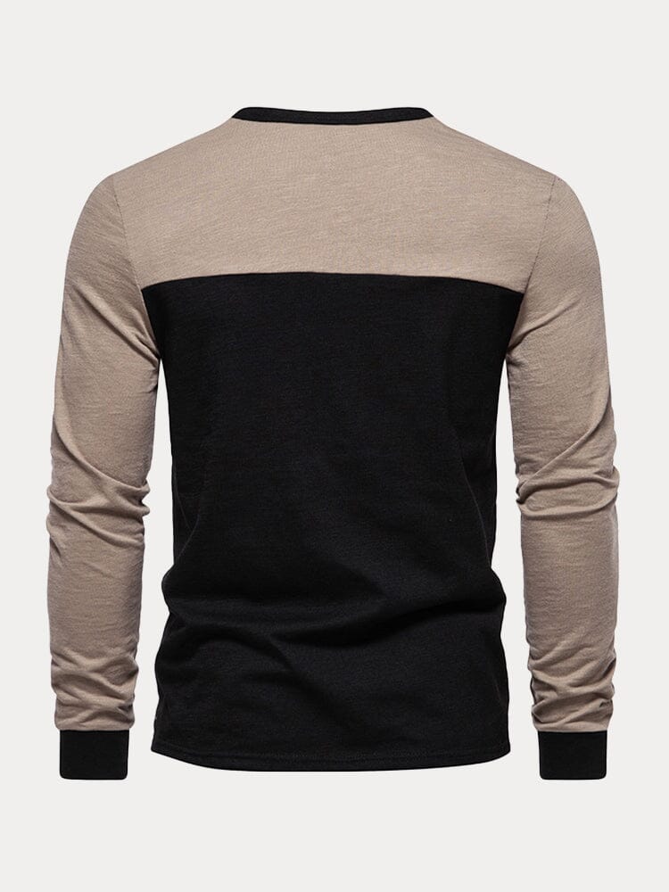 Premium 100% Cotton Splicing Henley Shirt