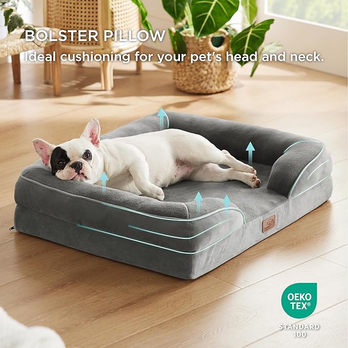 Orthopedic Dog Bed for Medium Dogs, Waterproof Dog Sofa Bed, Medium Supportive Foam Pet Sofa Bed with Washable Removable Cover, Waterproof Lining and Part