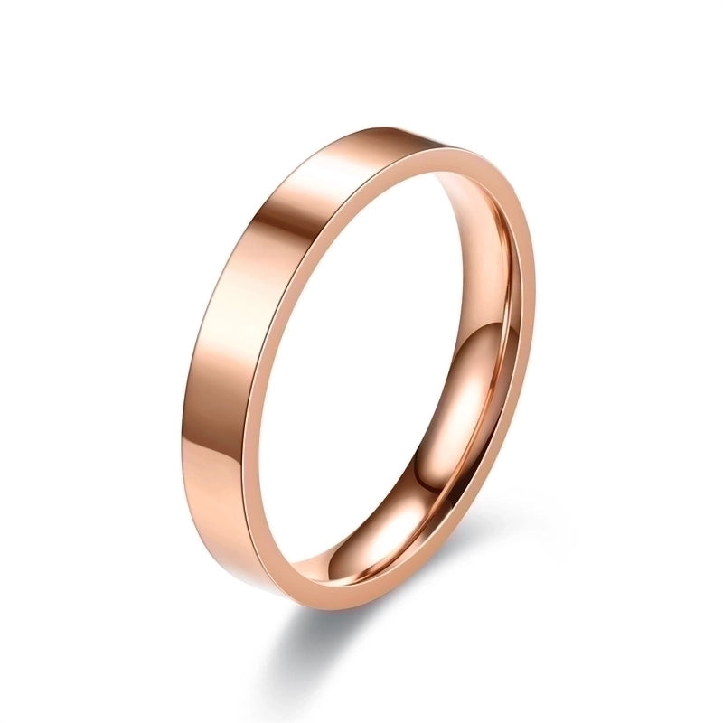Exhibition Couple Ornament Japanese And Korean Simple 4mm Flat Stainless Steel Glossy Ring Titanium Steel Couple Ring Hand Jewelry Ornament