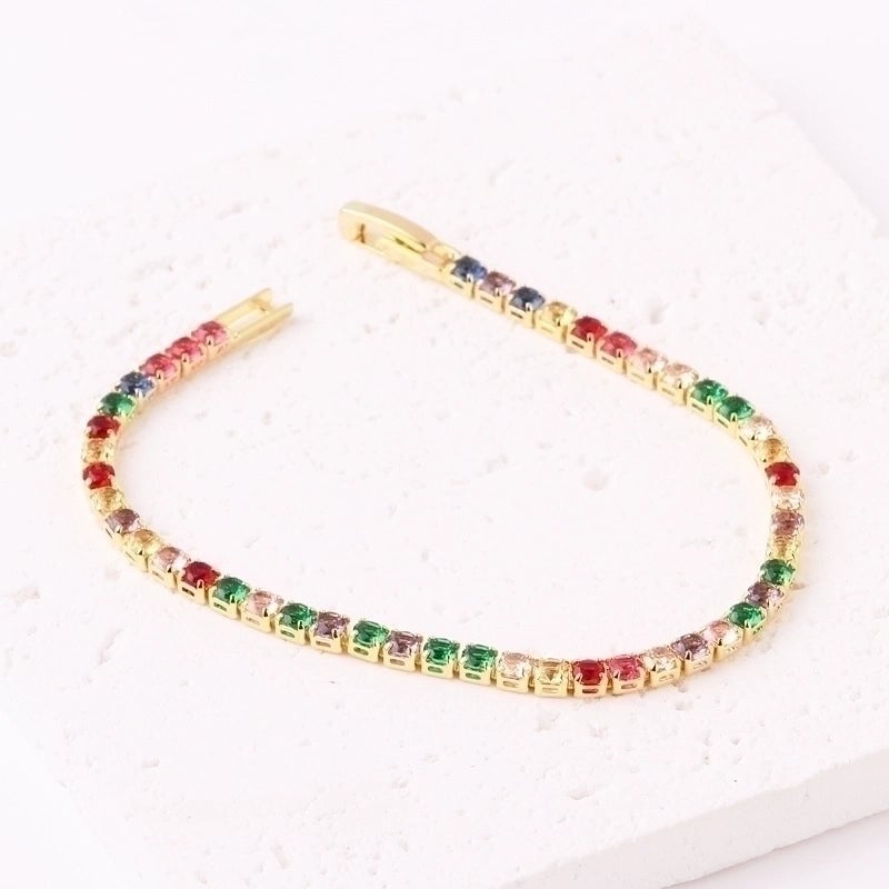 Copper Inlay Round Zircon Copper Bracelets
