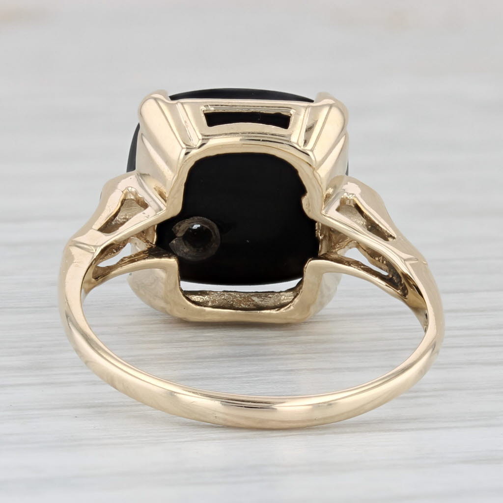 Vintage Onyx Diamond Ring 10k Yellow Gold Size 8