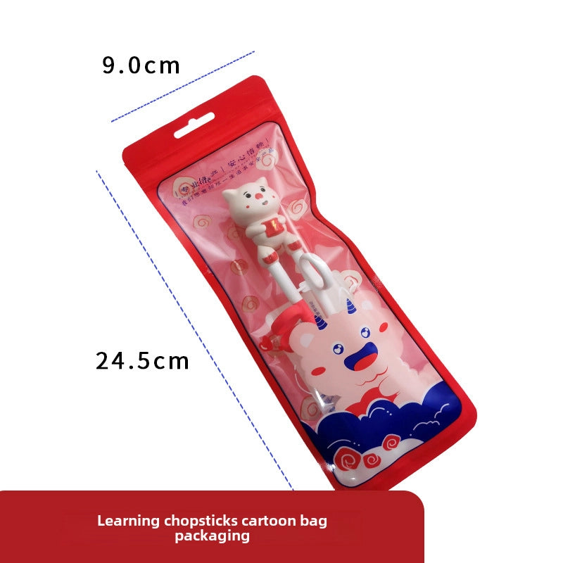 Portable Feeding Children's Tableware Set Cartoon Learning Chopsticks Training Chopsticks 304 Stainless Steel Spoon Fork