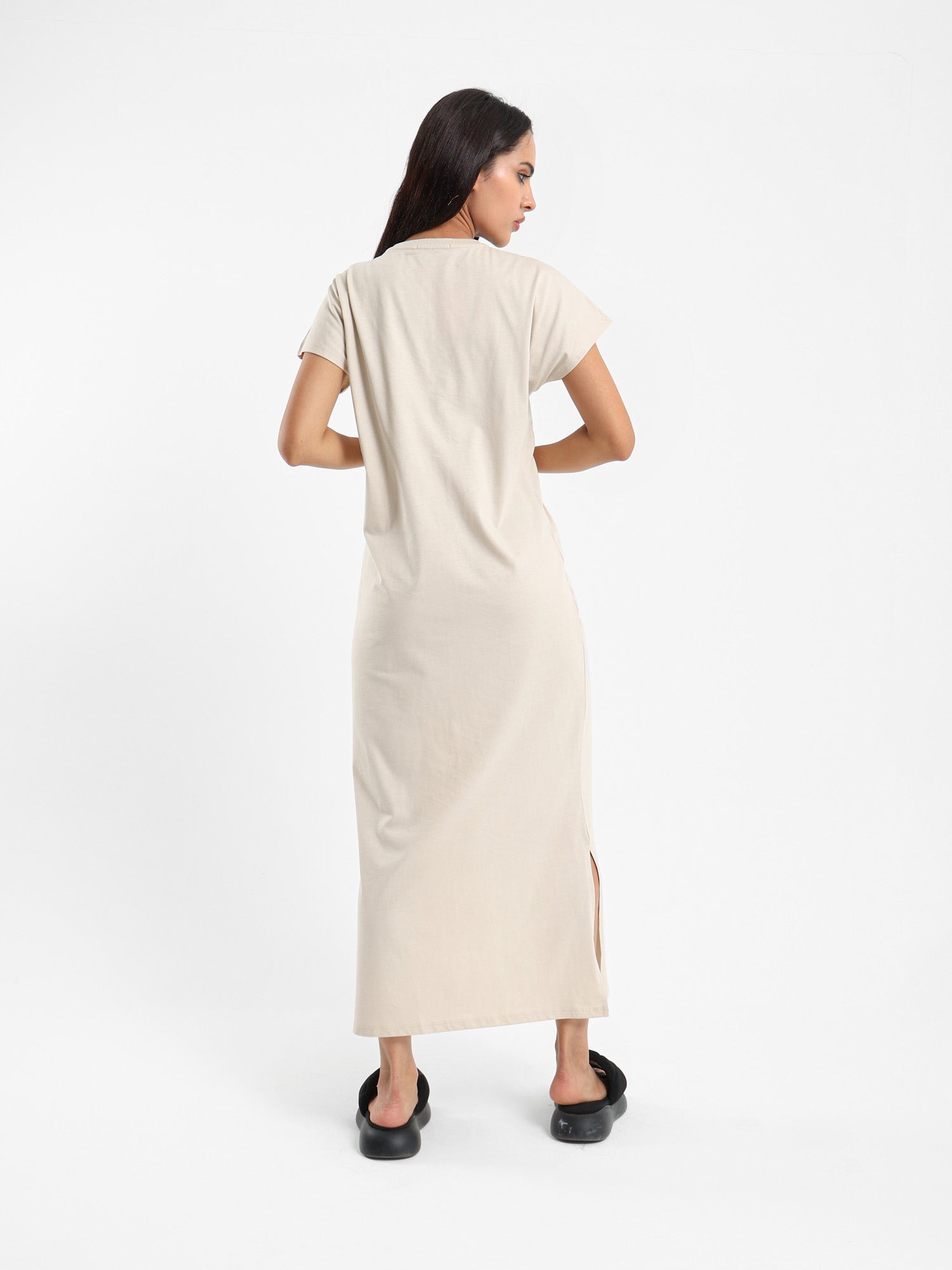Knotted Front Long T-Shirt Dress