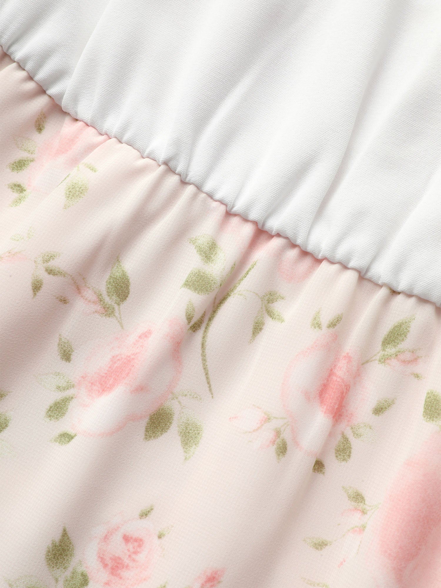 Chiffon Floral Patchwork Ruffle Trim Midi Dress