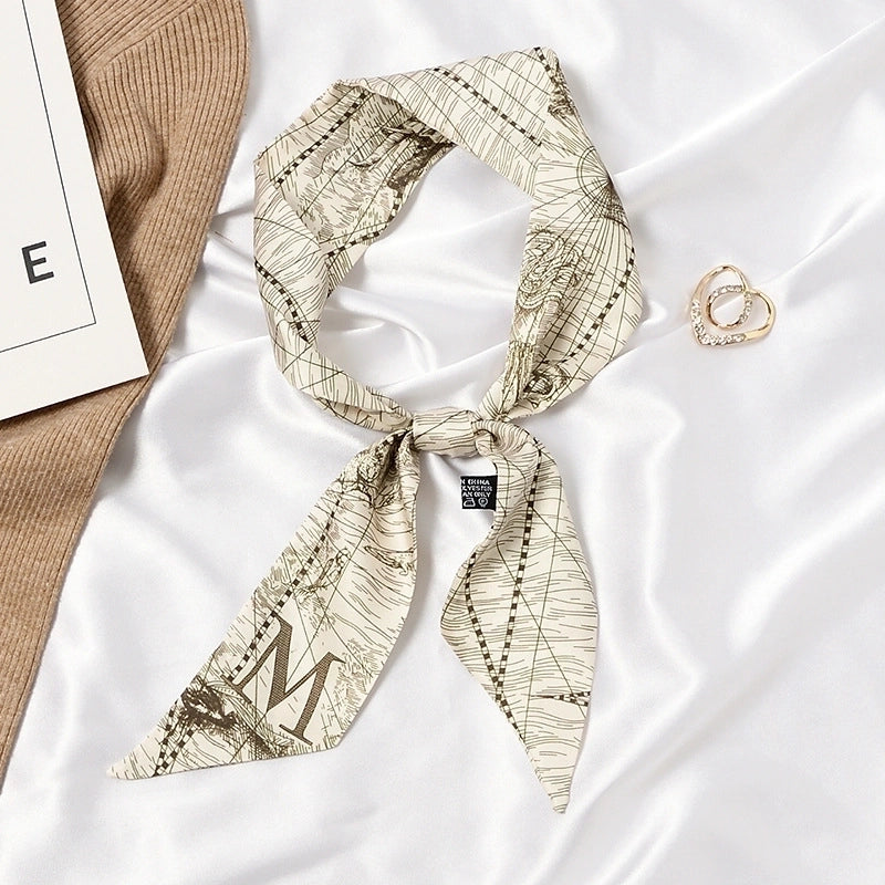 Women's Sweet Color Block Satin Printing Silk Scarf