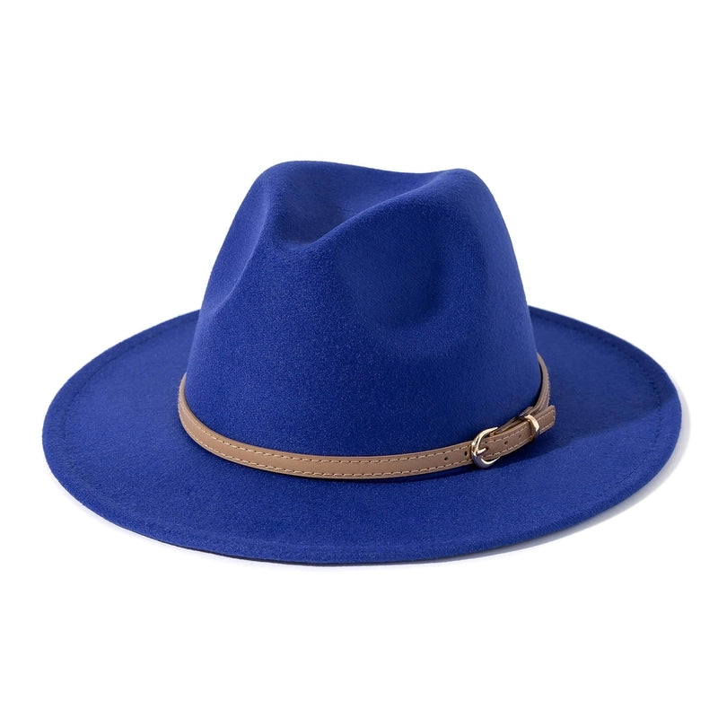 Fashion Flat Top Hat Women's British French Socialite Elegant Felt Hat Autumn And Winter Warm Jazz Hat Men's