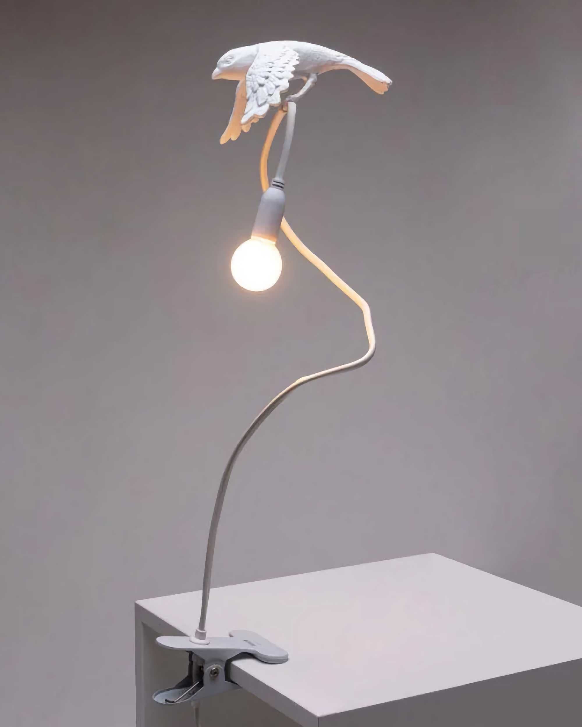 Seletti Sparrow Lamp with Clamp. Taking Off