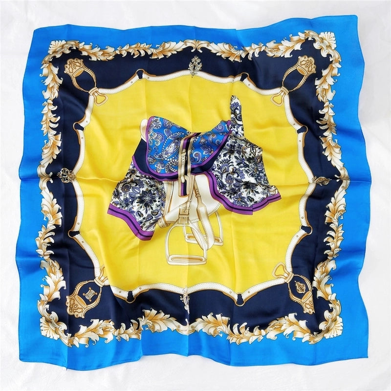 Women's Sweet Color Block Satin Printing Silk Scarves