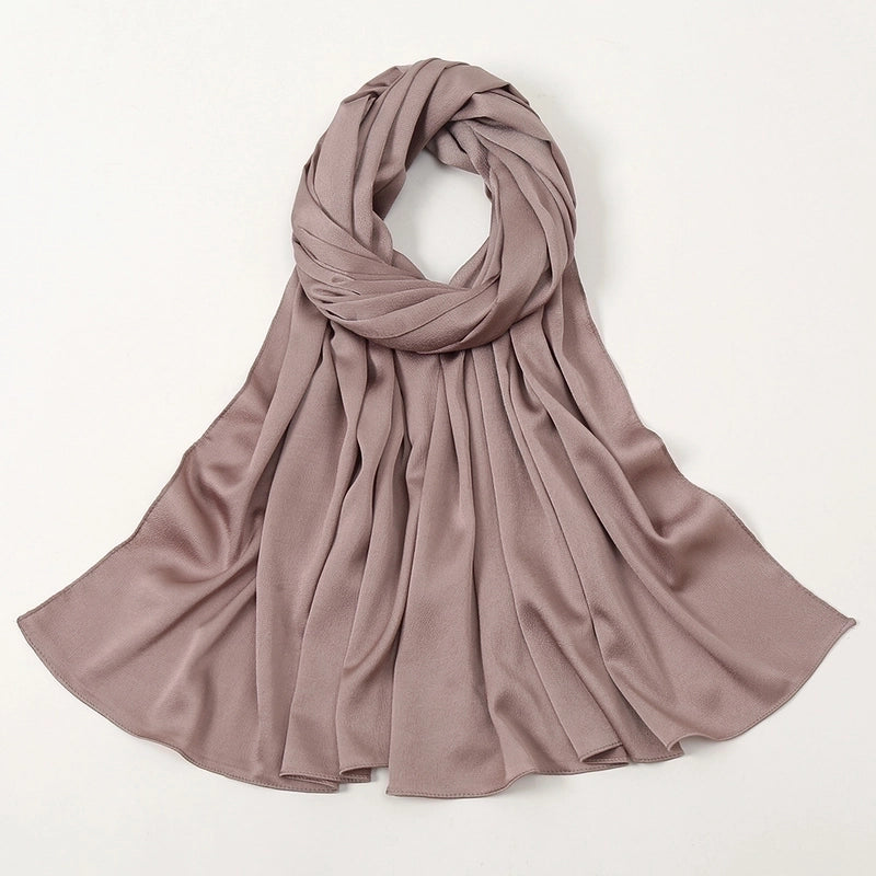 Women's Fashion Solid Color Satin Patchwork Cotton Linen Scarves