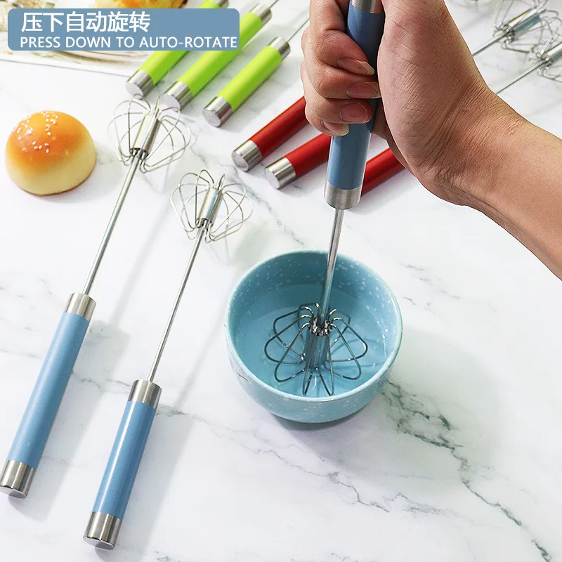 Kitchen Accessories stainless steel hand mixer egg beater semi-automatic pressing egg push whisk