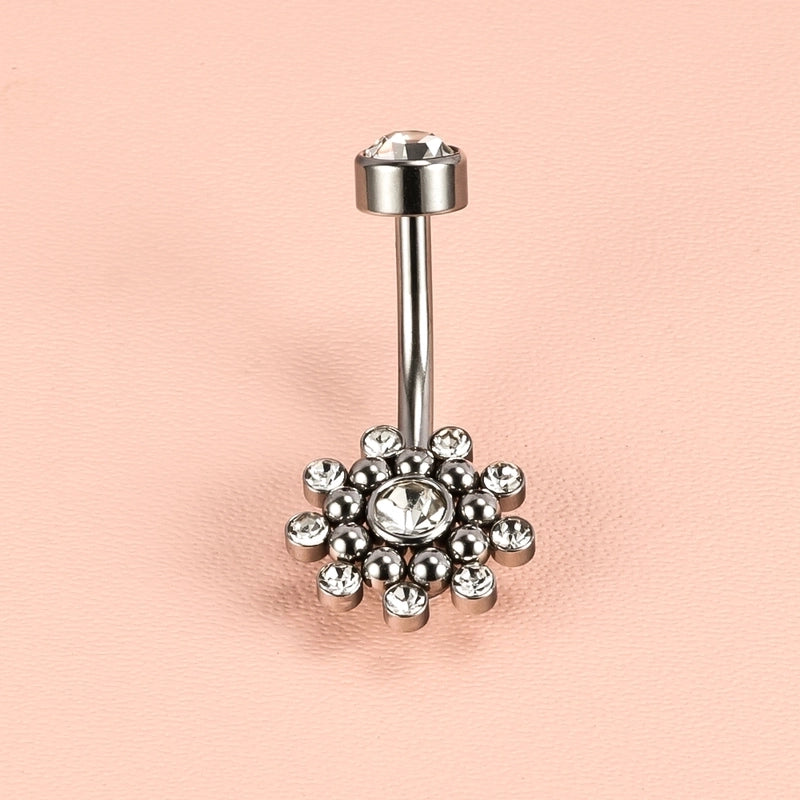 1 Piece Belly Rings Minimalist Classic Style Solid Color 302 Stainless Steel 316 Stainless Steel  Polishing Rhinestone Inlay Diamond Belly Rings