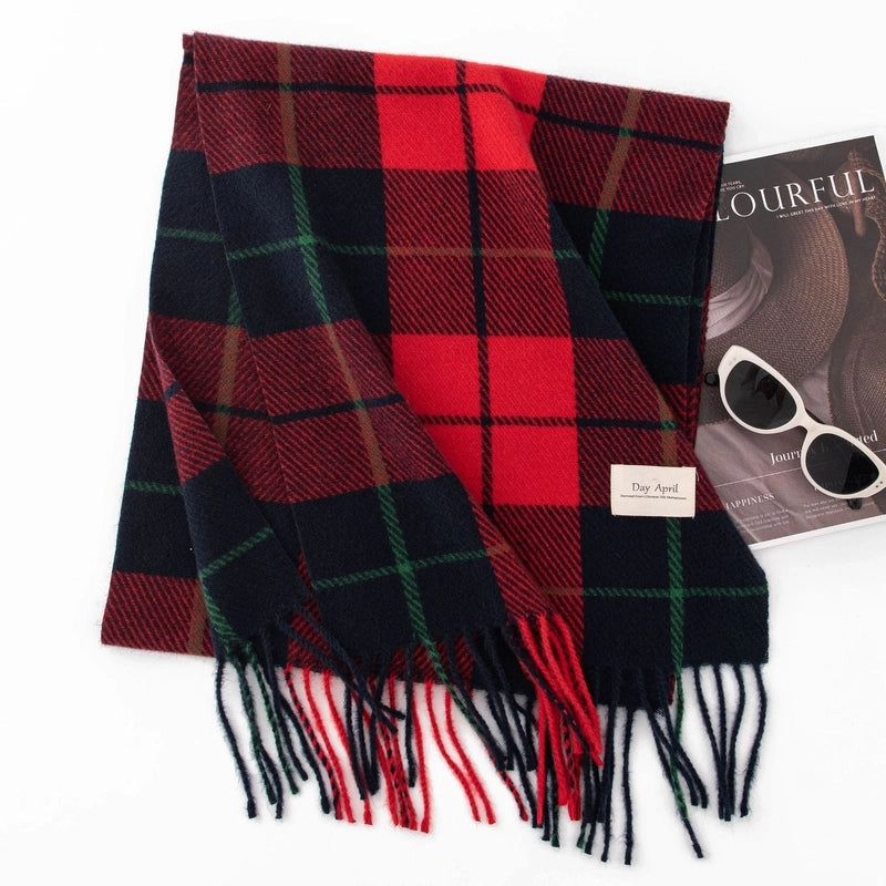 Women's Casual Elegant Minimalist Lattice Polyester Tassel Scarf
