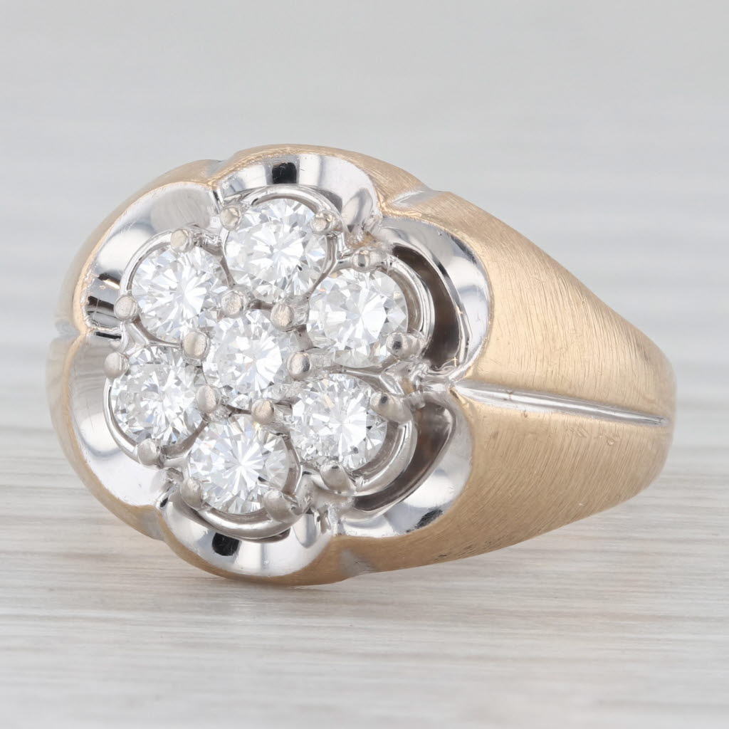 0.73ctw Diamond Cluster Belcher Setting Ring 10k Yellow Gold Size 8.25