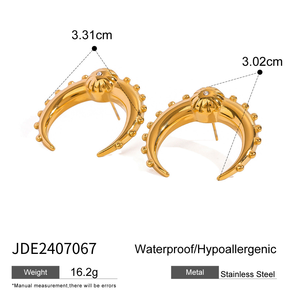 Jie Ding Stainless Steel Double C Earrings Ins Zircon Earrings Titanium Steel Earrings