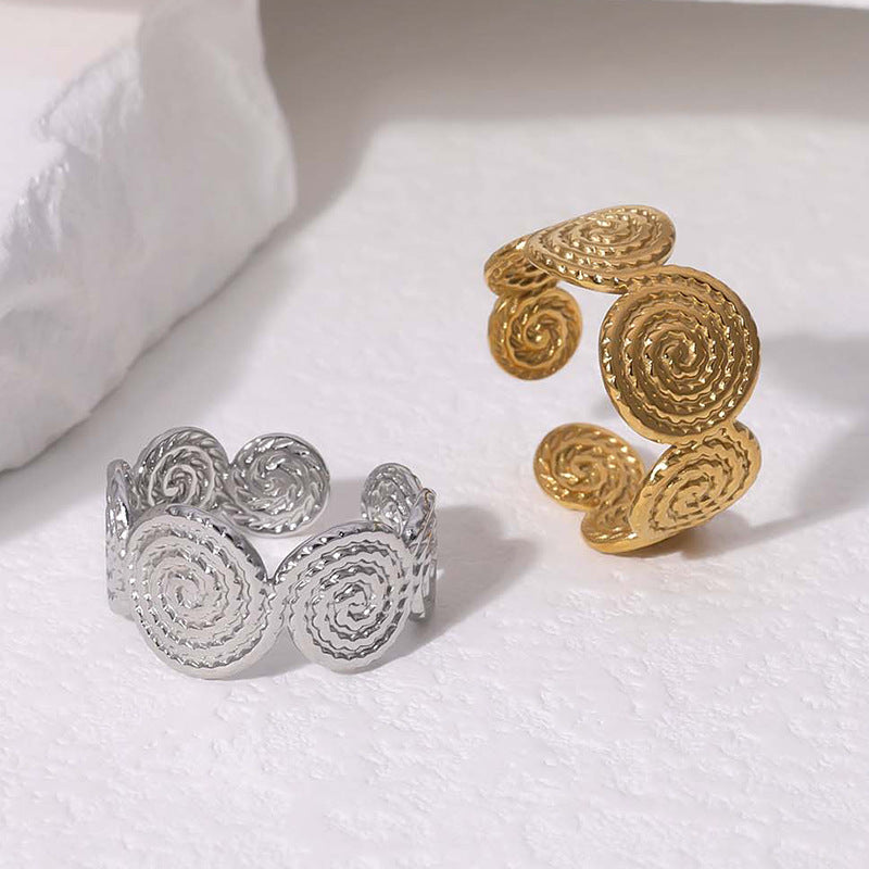 Vintage Open Ring Retro Round Geometric Stainless Steel Electroplating Rings