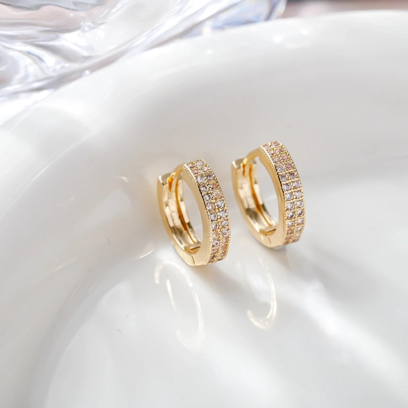 S925 Silver Needle  Europe And The United States High Sense Of Light Luxury Commuting Zircon Ear Buckle Female Full Of Drill  Wind Jewelry