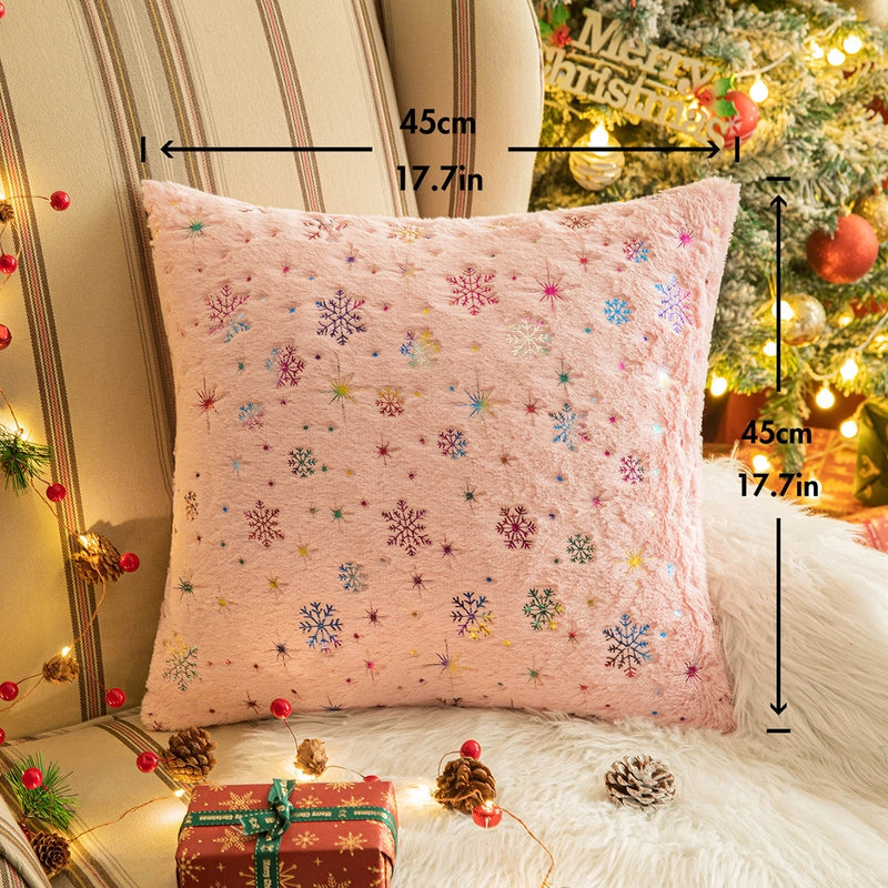 Christmas Minimalist Classic Style Snowflake Plush Pillow Cases Couch & Sofa Decor