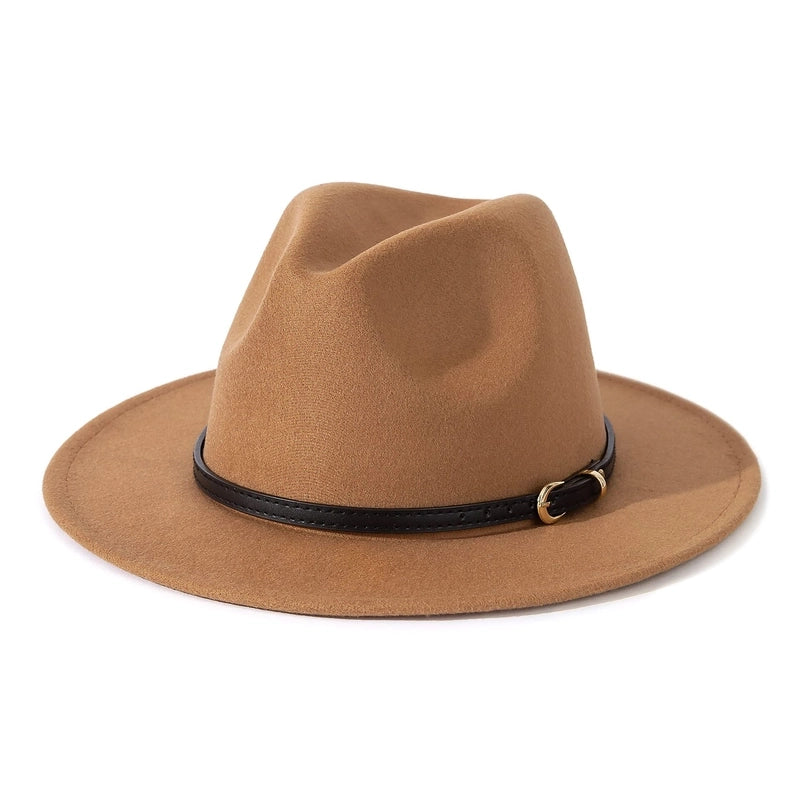 Fashion Flat Top Hat Women's British French Socialite Elegant Felt Hat Autumn And Winter Warm Jazz Hat Men's