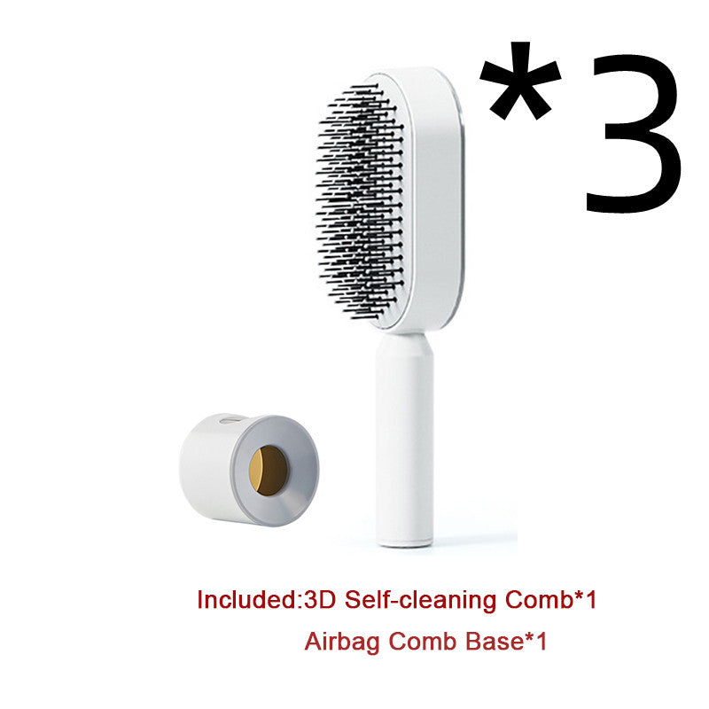 Self-cleaning hairbrush for women. One-button cleaning airbag to prevent hair loss