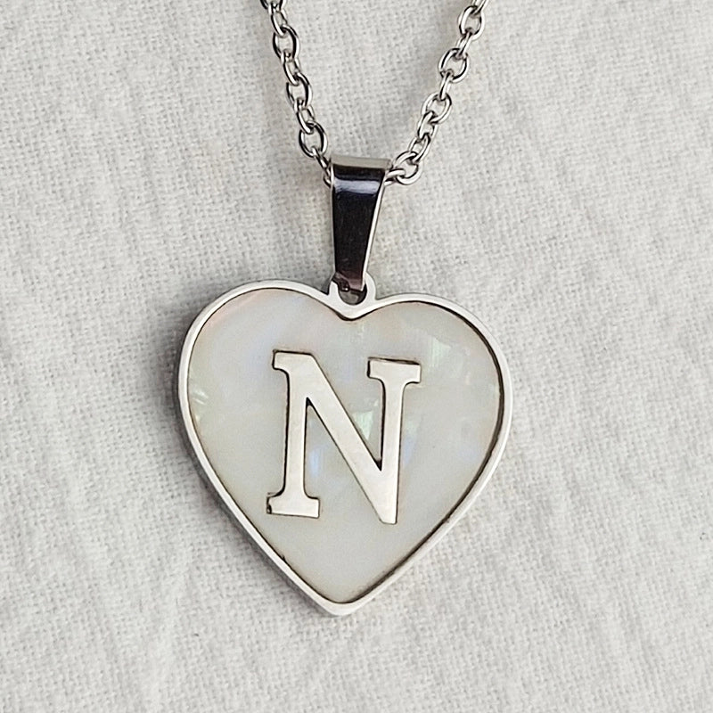 Cute Sweet Letter Titanium Steel Plating Inlay Shell Pendant Necklace