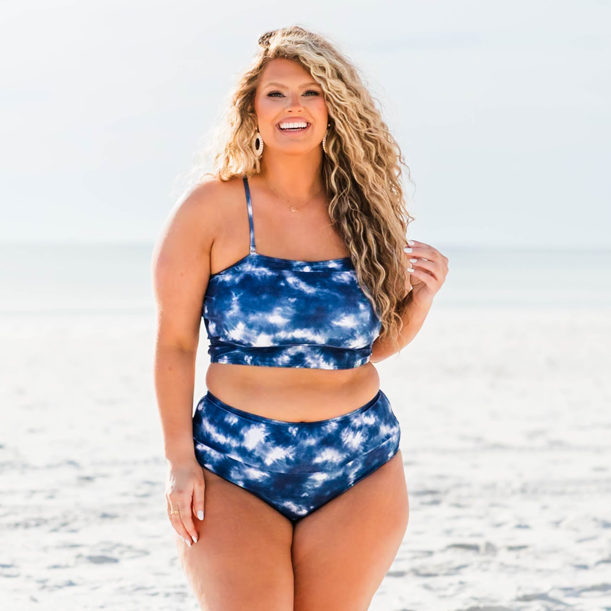 Hidden Islands Swim Bottom. Tie Dye-Blue