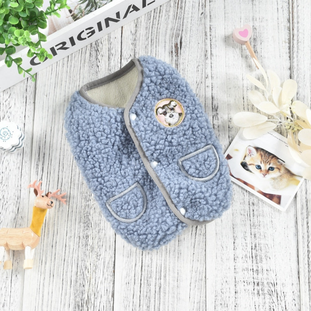 Winter Fleece Buttoned Dog Cat Vest Coat