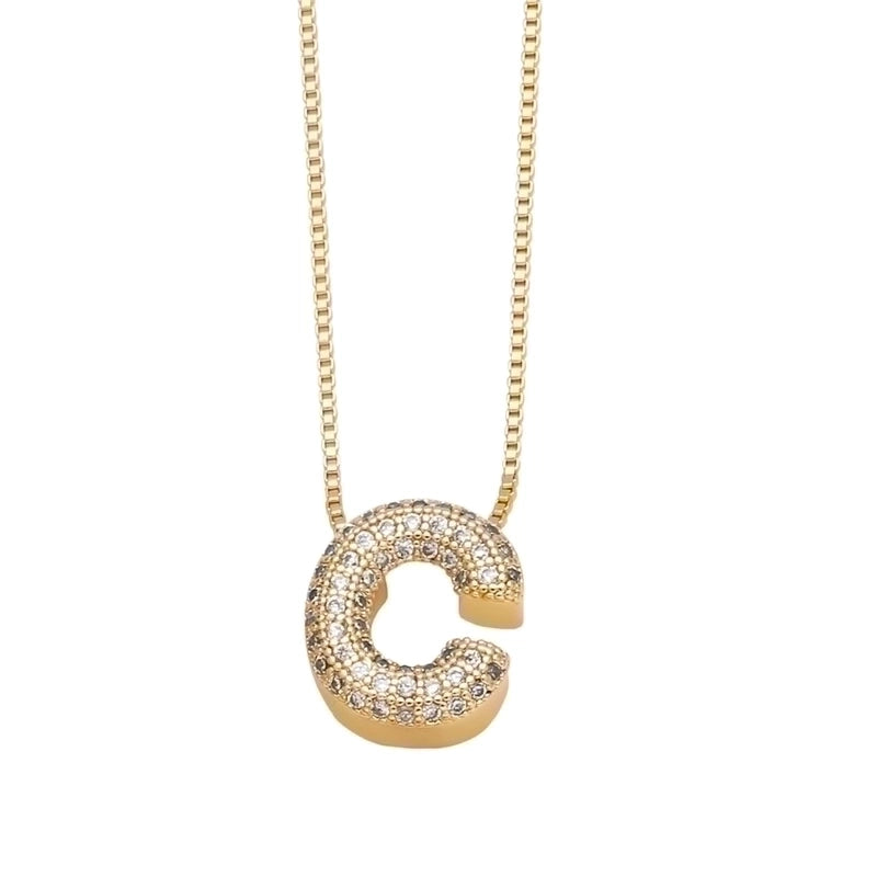 Copper 18K Gold Plated Modern Style Minimalist Plating Inlay Letter Zircon Pendant Necklace
